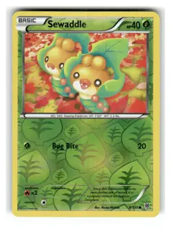 Sewaddle 8/135 Common Plasma Storm Pokemon Reverse Holo Lightly Played - Image 1