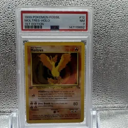 Pokemon PSA 7 Moltres 1st Edition Fossil Holo Rare - Image 1