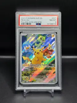 2023 POKEMON SVP EN-SV BLACK STAR PROMO #027 PIKACHU PSA 8 - Image 1