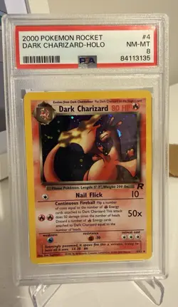 POKEMON DARK CHARIZARD 2000 ROCKET #4 HOLO PSA 8 - Image 1