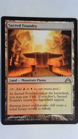 Vintage Sacred Foundry Gatecrash GTC 245/249 Rare Shock Land MTG Magic Card Sam - Image 1