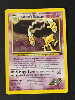 Pokemon Card Sabrina's Alakazam - Gym Challenge 16/132 - Holo Rare LP SWIRL - Image 1