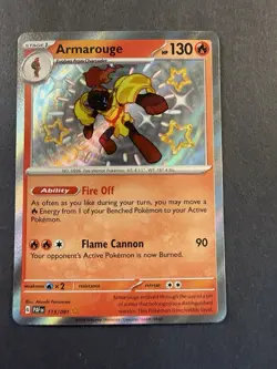 Armarouge 115/091 Paldean Fates Baby Shiny Rare Holo Pokemon TCG Card - Image 1