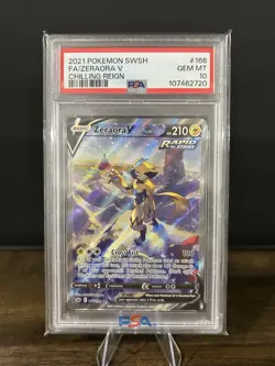 2021 Pokemon SWSH FA/Zeraora V Chilling Reign #166 PSA 10 - Image 1
