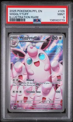 Pokemon TCG Wigglytuff 105/094 2025 Phantasmal Flames Illustration Rare - PSA 9 - Image 1