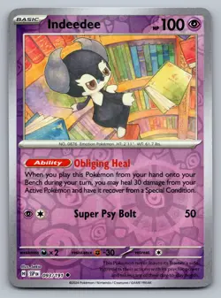 Pokemon TCG SV08: Surging Sparks Indeedee 093/191 Reverse Holo - Image 1