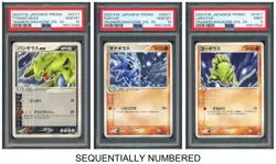 Pokemon PSA 10*2 & 9 Tyranitar ex & Pupitar & Larvitar Promo 2003 Magizine JPN - Image 1