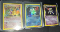 Charizard 1st Edition Shadowless Blastoise Alakazam Fan Art Display Pokemon Lot - Image 1