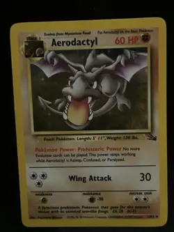 1999 Pokemon Fossil Aerodactyl 1/62 Holo Rare Unlimited - Prehistoric Power - Image 3