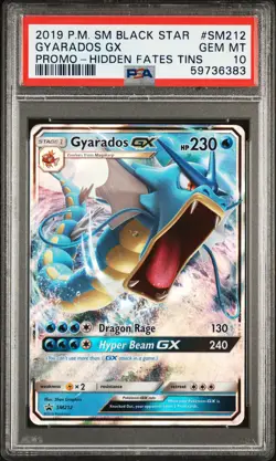 2019 POKEMON SM BLACK STAR PROMO HIDDEN FATES TINS #SM212 GYARADOS GX PSA 10 - Image 1