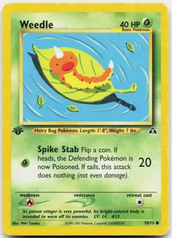 Weedle 70/75 Common Neo Discovery Pokemon 1st Edition Moderately Played - Image 1