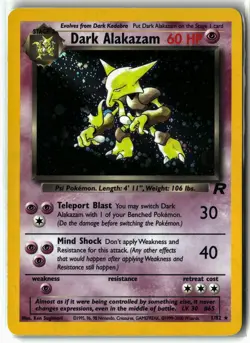 Dark Alakazam ⭐ 1/82 Holo Rare Team Rocket WotC Vintage 2000 Pokemon NM - Image 1