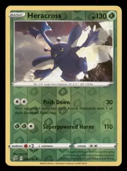 Heracross SWSH02: Rebel Clash #006/192 Uncommon Reverse Holo Pokemon LP - Image 1