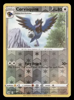Corvisquire SWSH08: Fusion Strike #220/264 Uncommon Reverse Holo Pokemon LP - Image 1