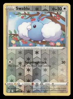 Swablu SWSH07: Evolving Skies #132/203 Common Reverse Holo Pokemon LP - Image 1