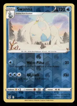 Swanna SWSH11: Lost Origin #047/196 Uncommon Reverse Holo Pokemon LP - Image 1