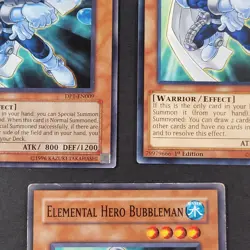 Yugioh - 3x Elemental Hero Bubbleman - DP1-EN009 - Light Play LP - 1st/Unl, 2005 - Image 3