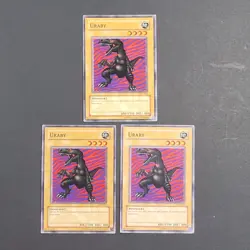 Yugioh TCG - 3x Uraby - SDP-006 - LP/MP - Vintage - Unlimited - Dinosaur - 2003 - Image 2