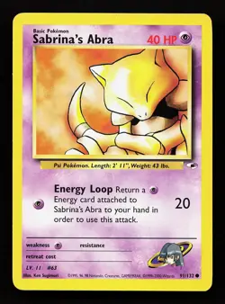 Sabrina's Abra 91/132 Unlimited Common Gym Heroes Pokemon Card - Image 1