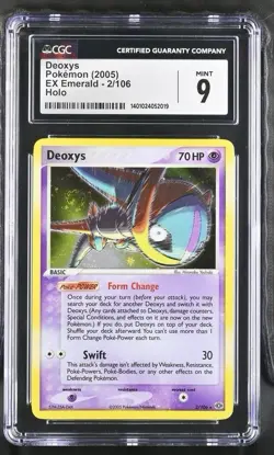 Deoxys (POP 46 & SWIRL) Holo PSA 9 EX Emerald 2005 Pokemon Card 2/106 - Image 1