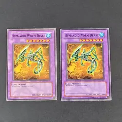 Yugioh TCG - 2x Humanoid Worm Drake - LON-005 + DB1-EN209 - NM/LP Unlimited 2003 - Image 2