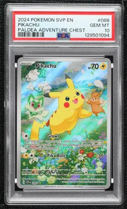 Pikachu (Paldea Adventure Chest) Holo Pokemon Scarlet & Violet Black Star PSA 10 - Image 1