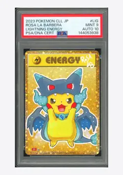 Pokemon PSA 9 AUTO 10 Lightning Energy Holo Rosa La Barbera 2023 #LIG CLL JPN #1 - Image 1