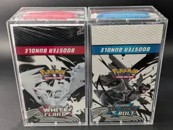 2x Pokemon SV10.5 Black Bolt White Flare Sealed Booster Bundle Display W/Acrylic - Image 1