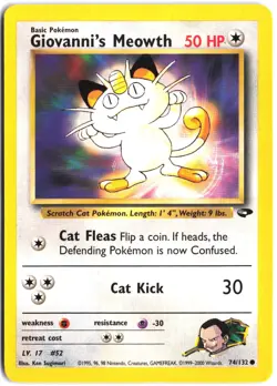 Giovanni's Meowth 74/132 Common Gym Challenge Pokemon - Image 1