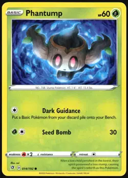 Phantump 014/192 Common Rebel Clash Pokemon Lightly Played - Image 1