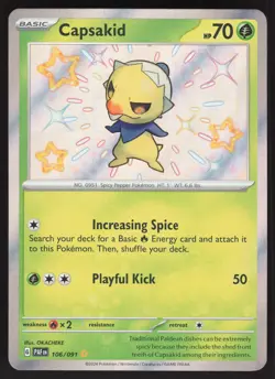 Capsakid 106/091 Shiny Rare Pokemon TCG SV: Paldean Fates NM - Image 1