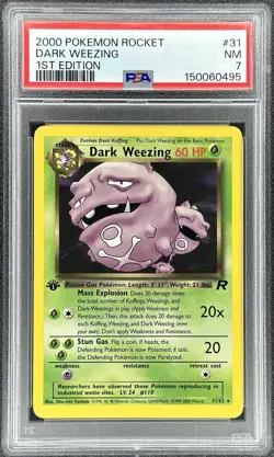 2000 Pokemon Team Rocket Dark Weezing 1st Edition #31/82 (PSA 7) - Image 1