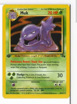 Pokemon Muk TCG Holo Rare 1st Edition Fossil Vintage, Near Mint/Light Play - Image 1