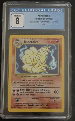 Ninetails Pokemon 1999 #12/102 Base Set Holo CGC 8 - Image 1