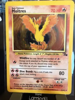 Moltres 12/62 Fossil Holo Rare Unlimited 70 HP 80 Attack 1999 Pokemon TCG - Image 1