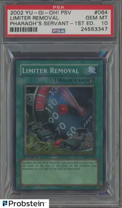 2002 Yu-Gi-Oh! PSV Pharaoh's Servant 1st Edition #064 Limiter Removal PSA 10 - Image 1
