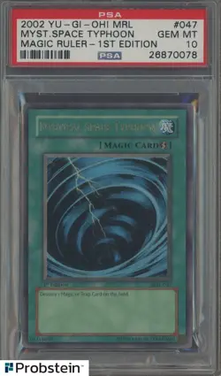 2002 Yu-Gi-Oh! MRL Magic Ruler 1st Edition #047 Mystical Space Typhoon PSA 10 - Image 1