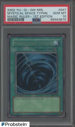 2002 Yu-Gi-Oh! MRL Magic Ruler 1st Edition #047 Mystical Space Typhoon PSA 10 - Image 1