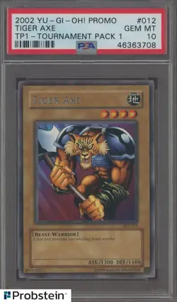 2002 Yu-Gi-Oh! Promo Tournament Pack 1 #012 Tiger Axe PSA 10 GEM MINT - Image 1