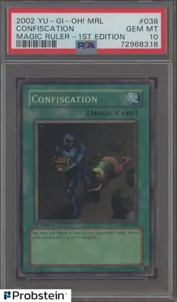 2002 Yu-Gi-Oh! MRL Magic Ruler 1st Edition #038 Confiscation PSA 10 GEM MINT - Image 1