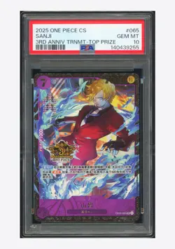 One Piece PSA 10 Sanji SR Promo 2025 OP09-065 3rd Anniversary Top Prize Japanese - Image 1