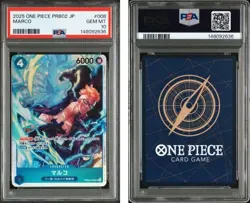 2025 ONE PIECE JAPANESE PRB02-PREMIUM BOOSTER #008 MARCO BANDAI NAMCO PSA10 - Image 3