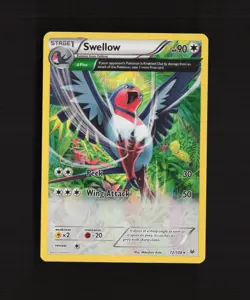 Swellow 72/108 Roaring Skies Full Art Holo Rare Pokemon Card LP - Image 1