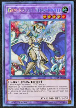 Gem Knight Seraphinite 1996 1st Edition Secret Rare Yugioh Card SHVA-EN048 (NM) - Image 1