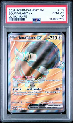 2025 POKEMON WHT EN-WHITE FLARE ULTRA RARE #162 BOUFFALANT EX PSA 10 - Image 1