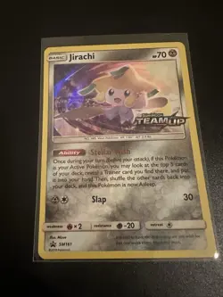 Pokemon 2019 Jirachi SM161 Sun & Moon Holo Team Up Stamped Black Star Promo - Image 1