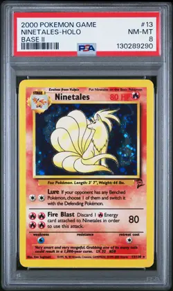 2000 POKEMON BASE SET 2 #13 NINETALES-HOLO PSA 8 - Image 1