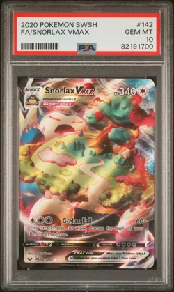 2020 POKEMON SWORD & SHIELD #142 FULL ART/SNORLAX VMAX PSA 10 - Image 1