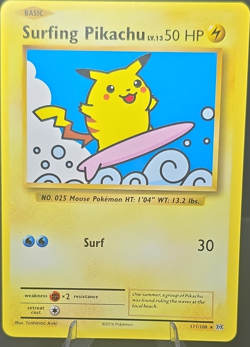 Pokemon TCG Surfing Pikachu LV.13 50 HP Evolutions 111/108 Secret Rare 2016 - Image 1