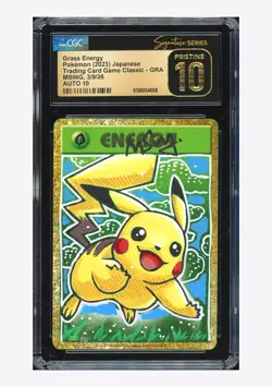 Pokemon CGC 10 PRISTINE AUTO 10 Grass Energy Pikachu Msing 2023 #GRA CLF JPN #1 - Image 1
